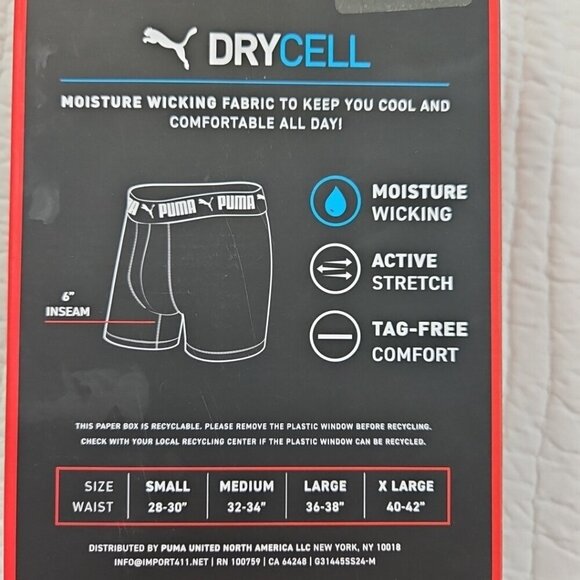 Puma 5 Pack Boxer Briefs Men's L (36-38) Grey Black Tag Free Fast Dry Stretch - Picture 8 of 11